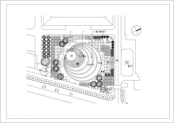 无锡市洛社镇某景观广场环境规划设计CAD图纸（含立面图）-图一