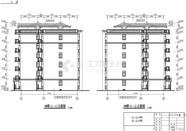 綦江市某小区中层加跃层住宅建筑工程设计CAD祥图-图一