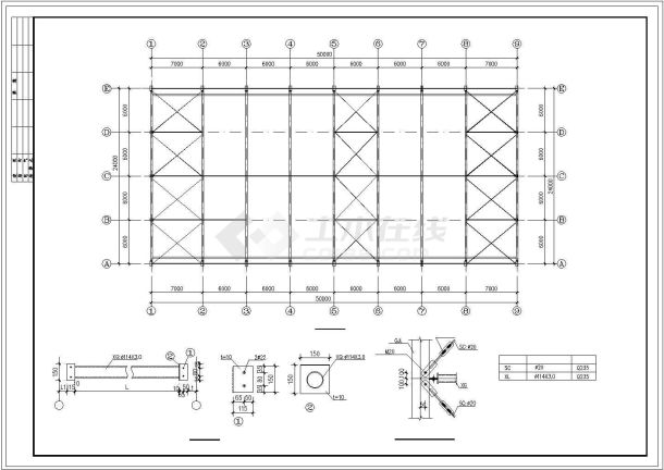 厂房设计_24m跨门式钢架轻型房屋钢结构厂房cad施工图-图一