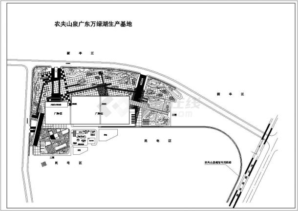 广东万绿湖地区某知名水厂生产基地平面规划设计CAD图纸-图一