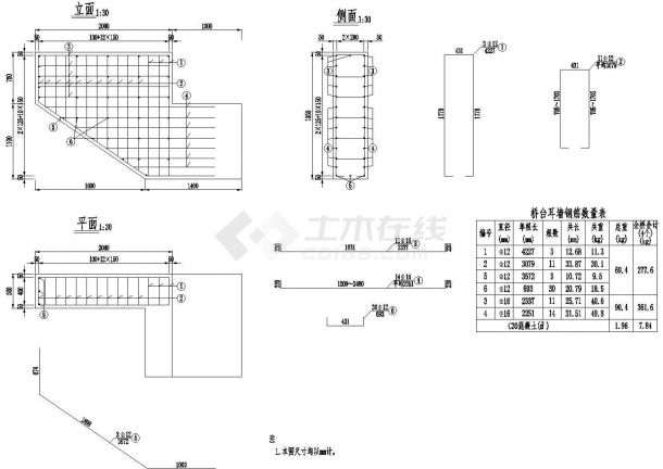 2×13米预应力混凝土空心板桥台耳墙钢筋构造节点详图设计-图二