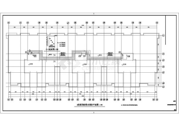某剪力墙结构33层(1LT1DT2户3单元)住宅楼给排水设计cad全套施工图-图一