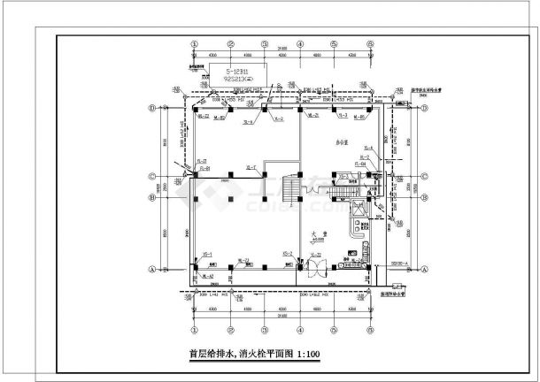 某8层公寓楼给排水设计CAD图-图一