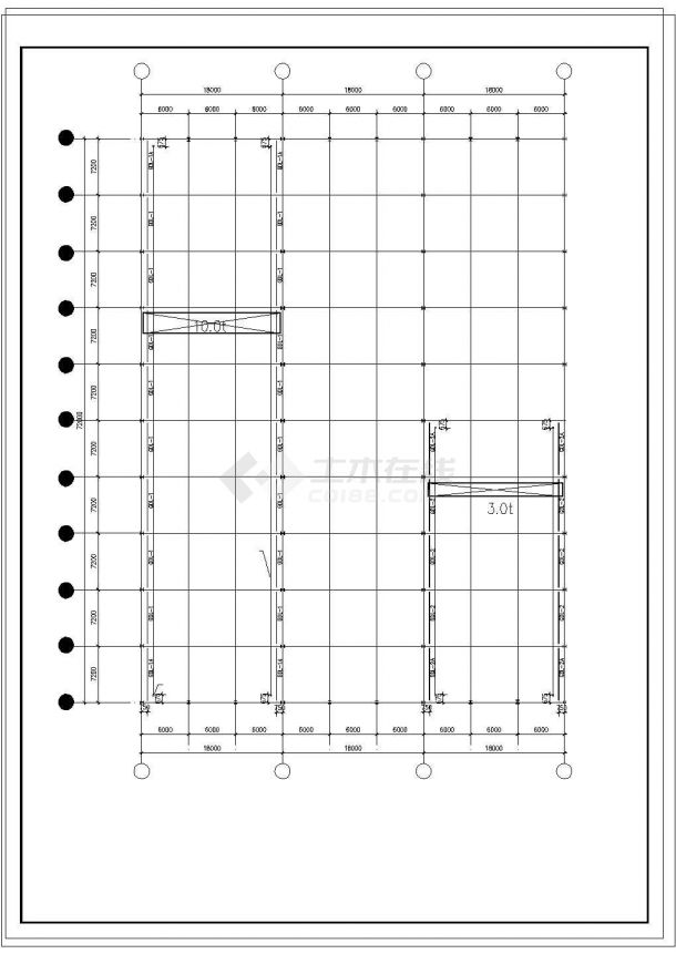 厂房设计_111.9x72m带吊车带夹层钢结构厂房cad结施图-图一