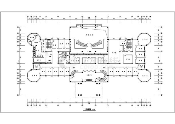 某欧式对称酒店建筑设计平立剖面CAD方案图图纸非常标准cad图纸设计-图一