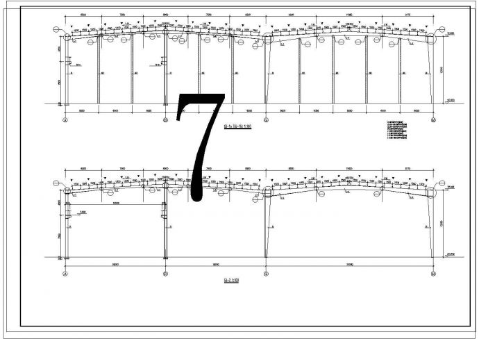 厂房设计_135x66m钢框架结构单层厂房结施cad图纸_图1