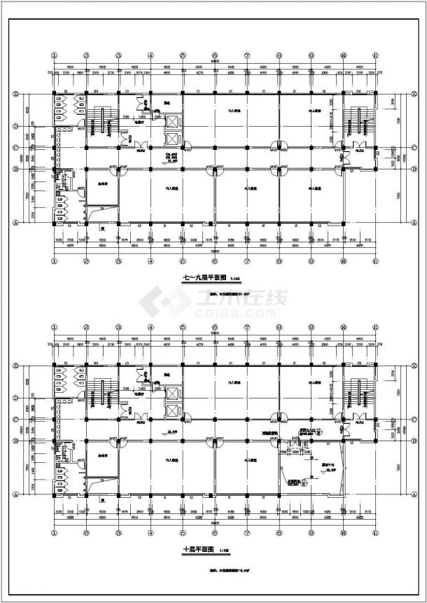 武汉某职业学院9500平米11层框架结构教学楼建筑CAD设计图纸-图一