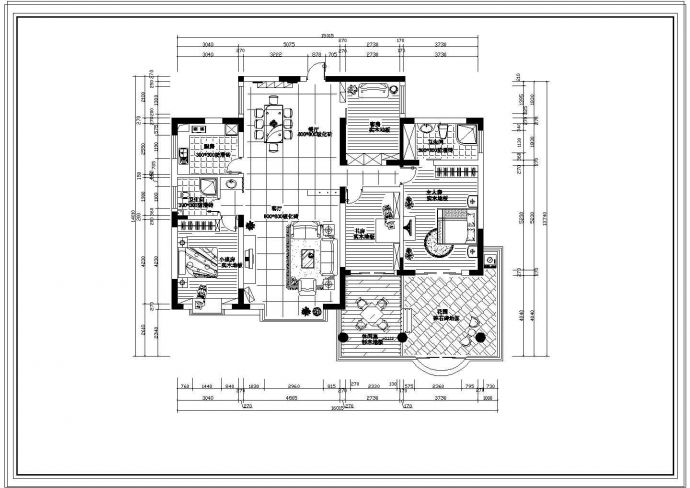 [石家庄]某中心楼盘家居装修设计cad施工图纸_图1