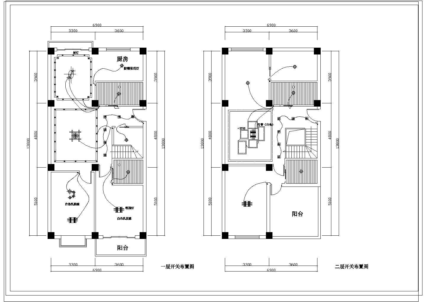 复式户型住宅楼室内家居装修cad设计平面图纸