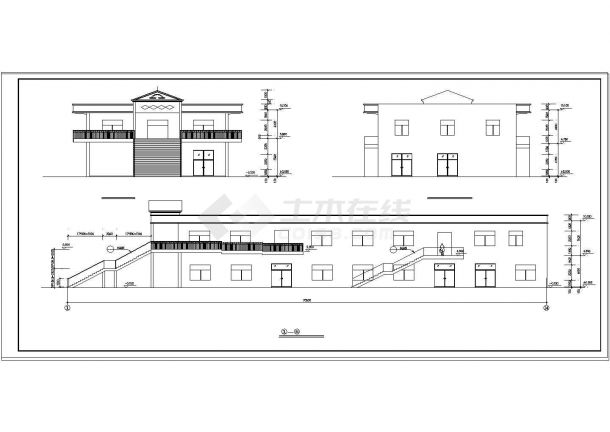 某大学高校二层食堂综合楼建筑设计CAD施工图纸-图二