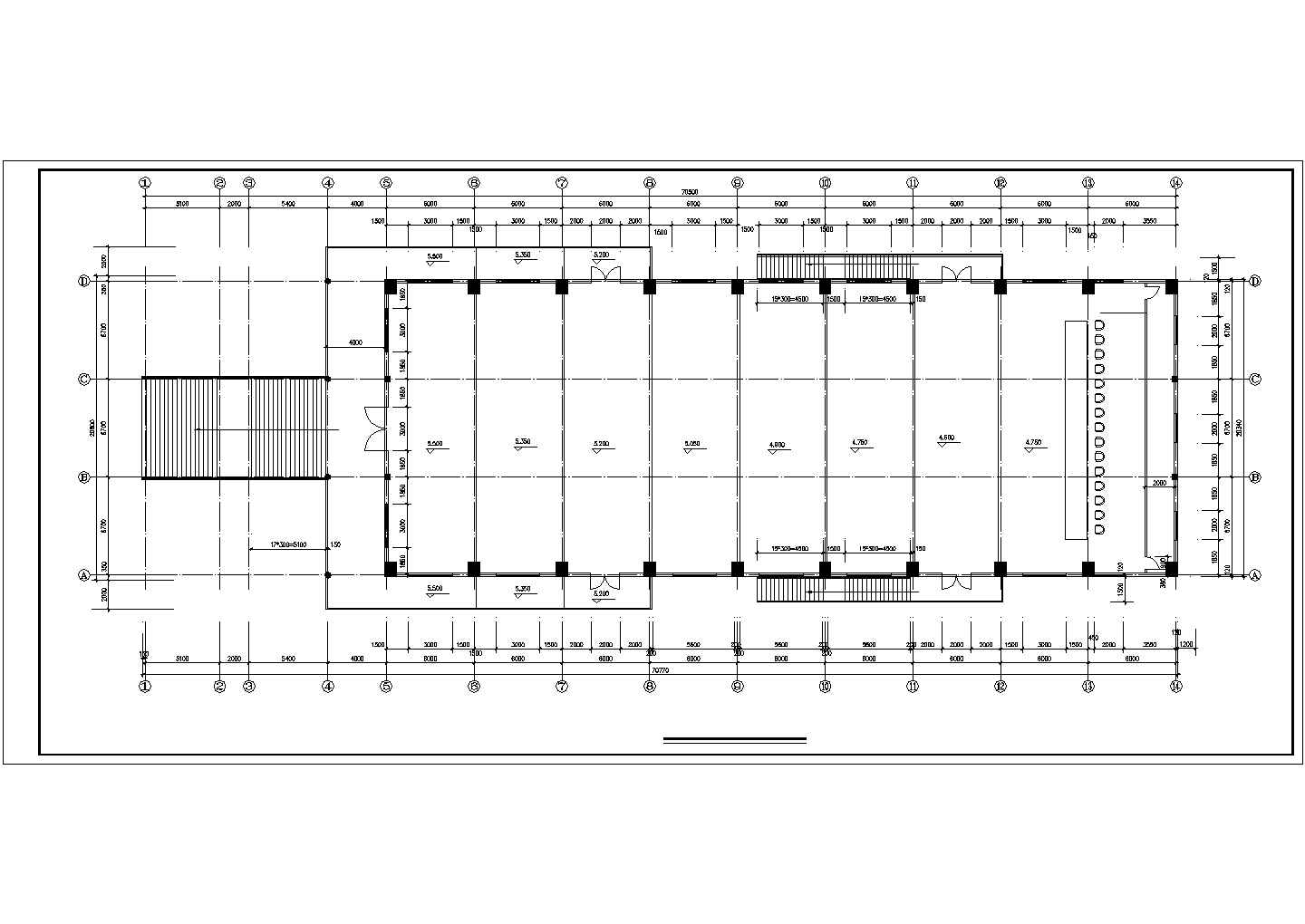 某大学高校二层食堂综合楼建筑设计CAD施工图纸