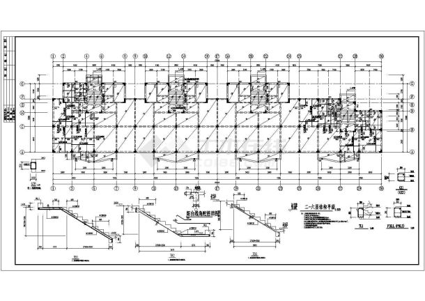 长57.6米宽12米 6层框架住宅楼结构施工CAD图-图一