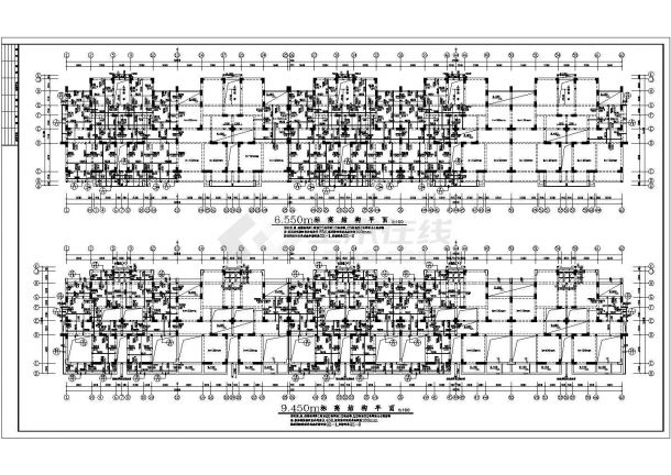 长82.31米宽17米 6层异型柱框架住宅楼结构施工CAD图-图二
