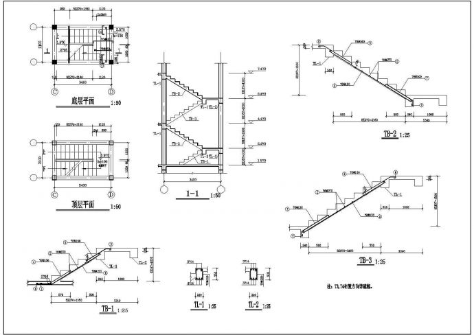 长22.8米宽11米 3+1阁楼层框架住宅楼结构施工CAD图_图1