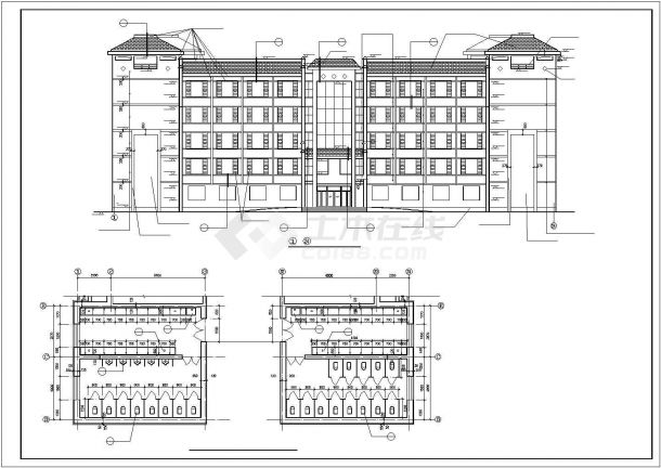 某10402平米6层砖混U形学生公寓楼建筑施工图（长56.7米 宽53.07米）-图二