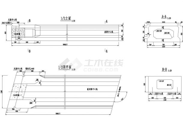 3×10米预应力混凝土空心板中板构造节点详图设计-图二