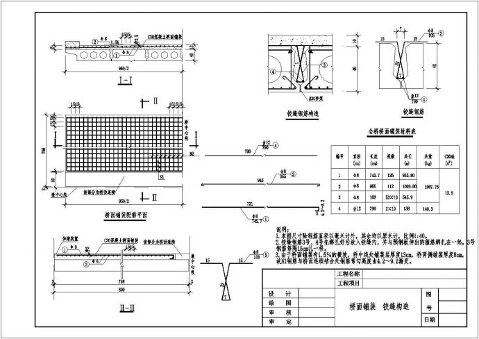 2×8m空心板桥桥面铺装铰缝构造节点详图设计_图1