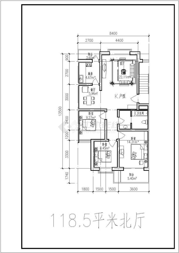 经典多层住宅楼户型设计cad建筑平面方案图纸（含多种类型设计）-图一