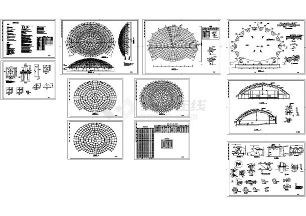 某双曲面球壳网架弹性支座全套建筑结构CAD图纸设计-图一