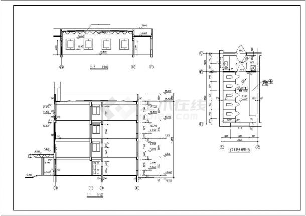 常州市某中学2800平米4层砖混结构教学楼建筑设计CAD图纸-图二