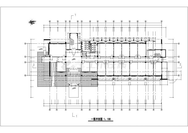 南京某大学5500平米四层框架结构行政办公楼平面设计CAD图纸-图二