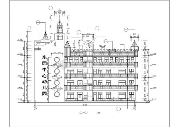 温州某街道占地435平米四层框架结构私立幼儿园建筑设计CAD图纸-图二