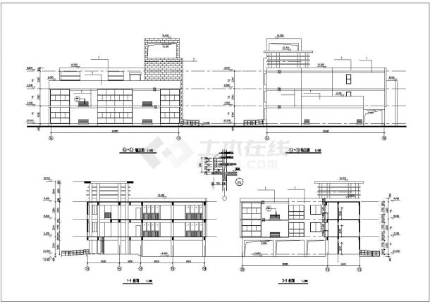宜春市某街道社区3400平米3层框架结构幼儿园建筑设计CAD图纸-图二