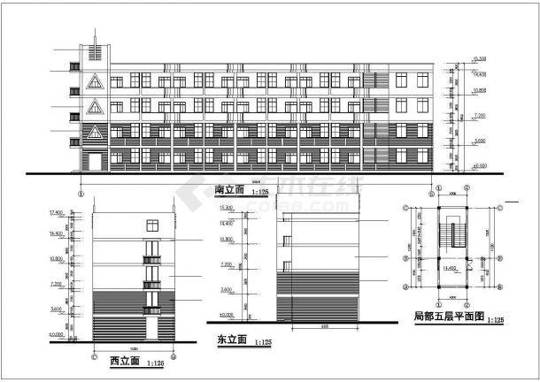 许昌某实验小学1900平米4层框架结构教学楼建筑设计CAD图纸-图一