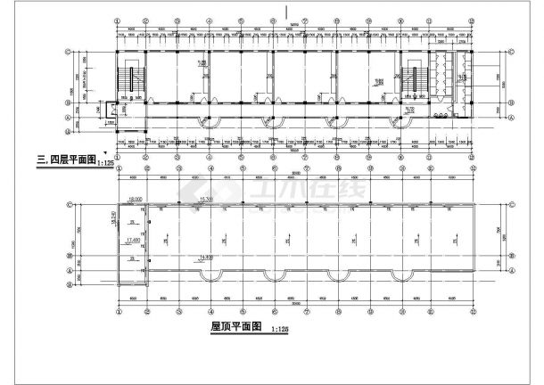 许昌某实验小学1900平米4层框架结构教学楼建筑设计CAD图纸-图二