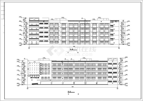 蚌埠市某高校1.2万平米五层框架结构教学综合楼建筑设计CAD图纸-图一