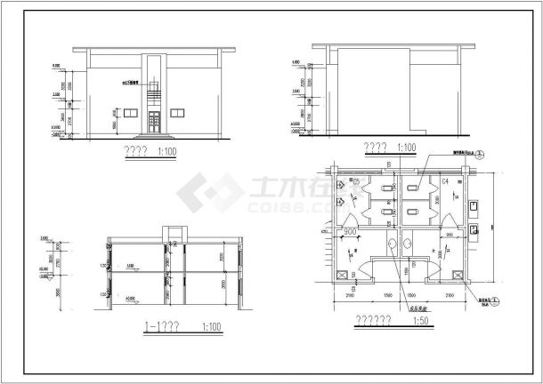 某污水处理厂二层框架结构管理楼设计cad建筑施工图-图二