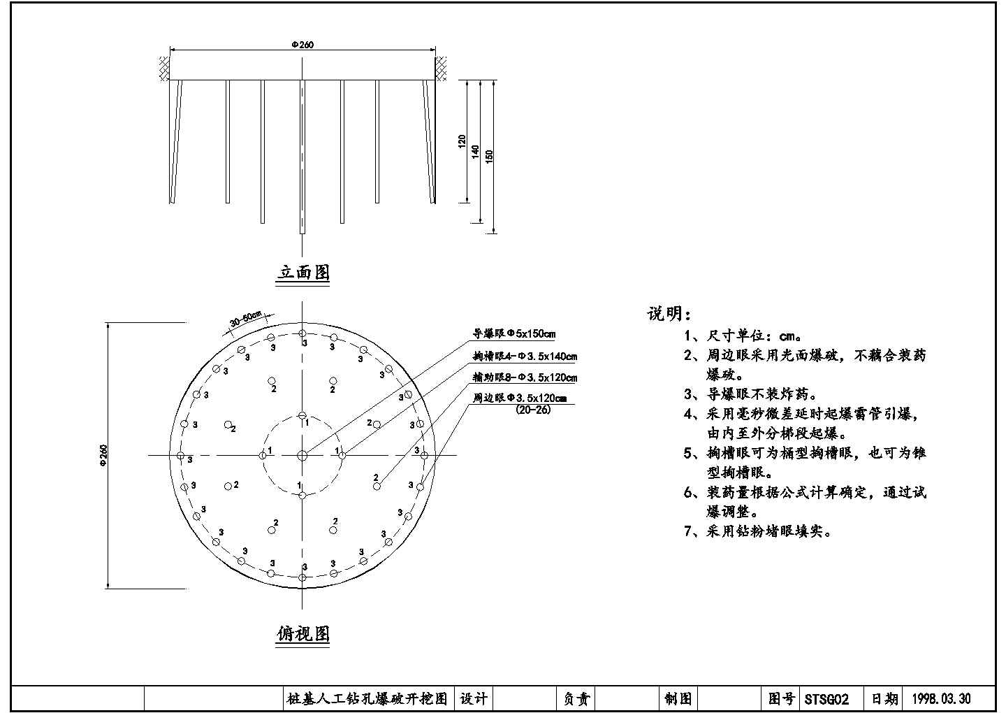 桥梁桩基人工钻孔爆破开挖图设计