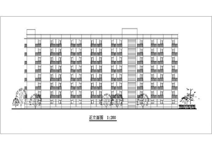 安康某职业学院7500平米8层框架结构宿舍楼平立剖面设计CAD图纸_图1