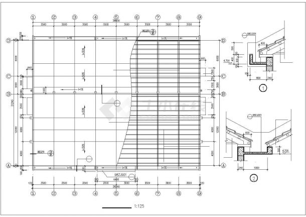 西安某中学390平米单层砖混结构学生餐厅建筑设计CAD图纸-图一