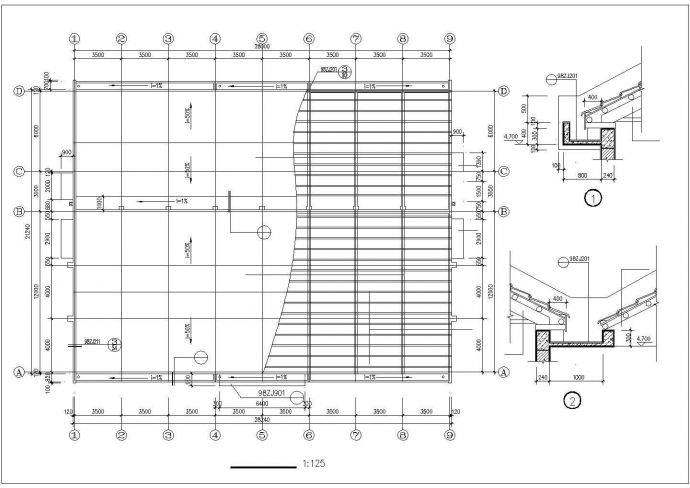 西安某中学390平米单层砖混结构学生餐厅建筑设计CAD图纸_图1