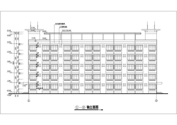 合肥市某中学五层框架结构宿舍楼建筑设计CAD图纸_图1