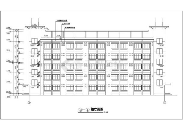 合肥市某中学五层框架结构宿舍楼建筑设计CAD图纸-图二