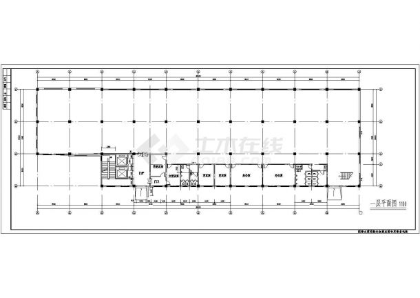 郑州某三层框架结构厂房设计cad建筑方案图-图二