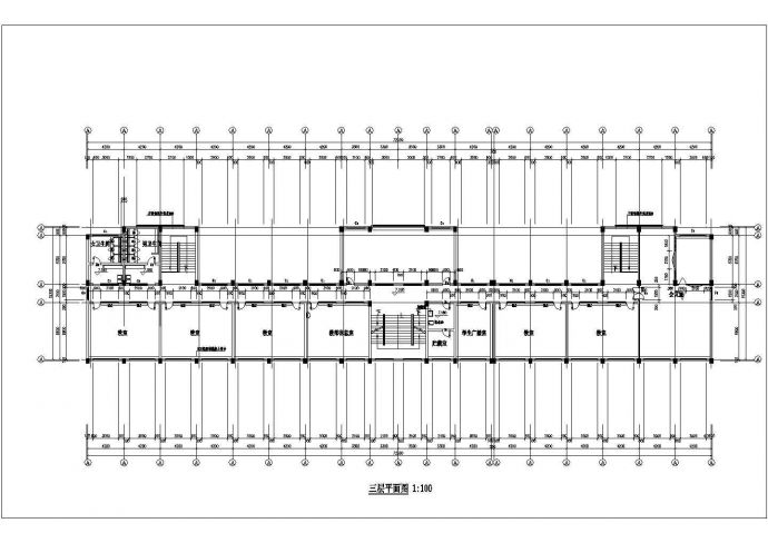 宜昌市某小学2860平米3层框架结构教学楼建筑设计CAD图纸_图1