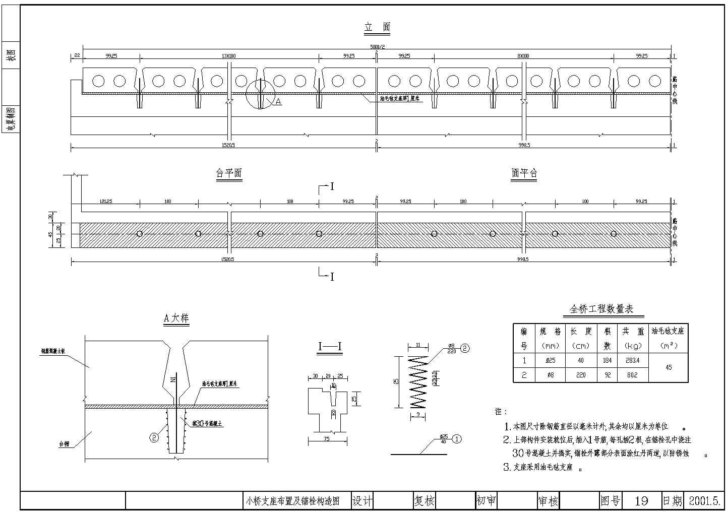 1-8m城市桥支座布置及锚栓构造节点详图设计