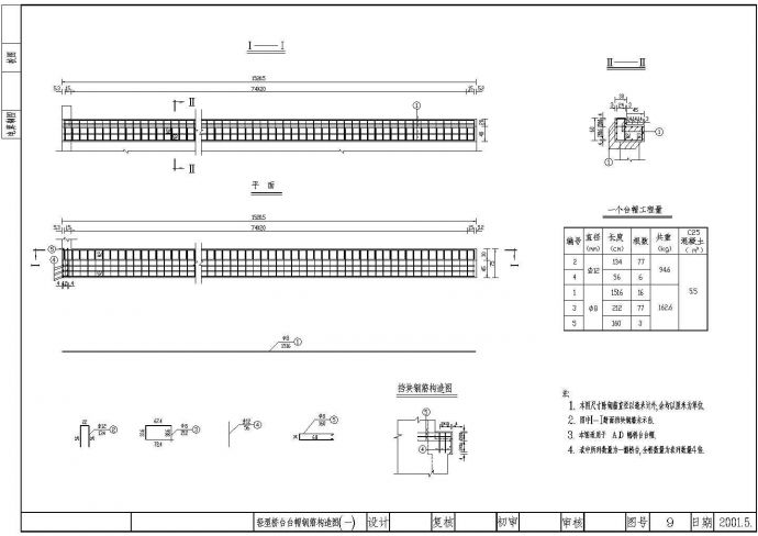 1-8m城市桥轻型桥台台帽钢筋构造节点详图设计_图1