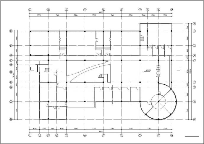 某居住区1900平米3层框架结构现代化幼儿园平立面设计CAD图纸_图1