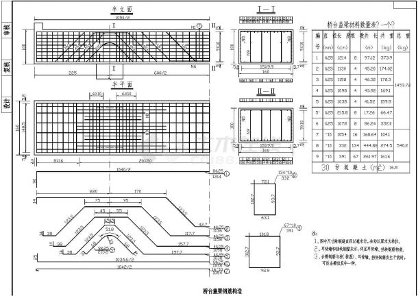 104m组合体系斜拉桥下部桥台盖梁钢筋构造节点详图设计-图二