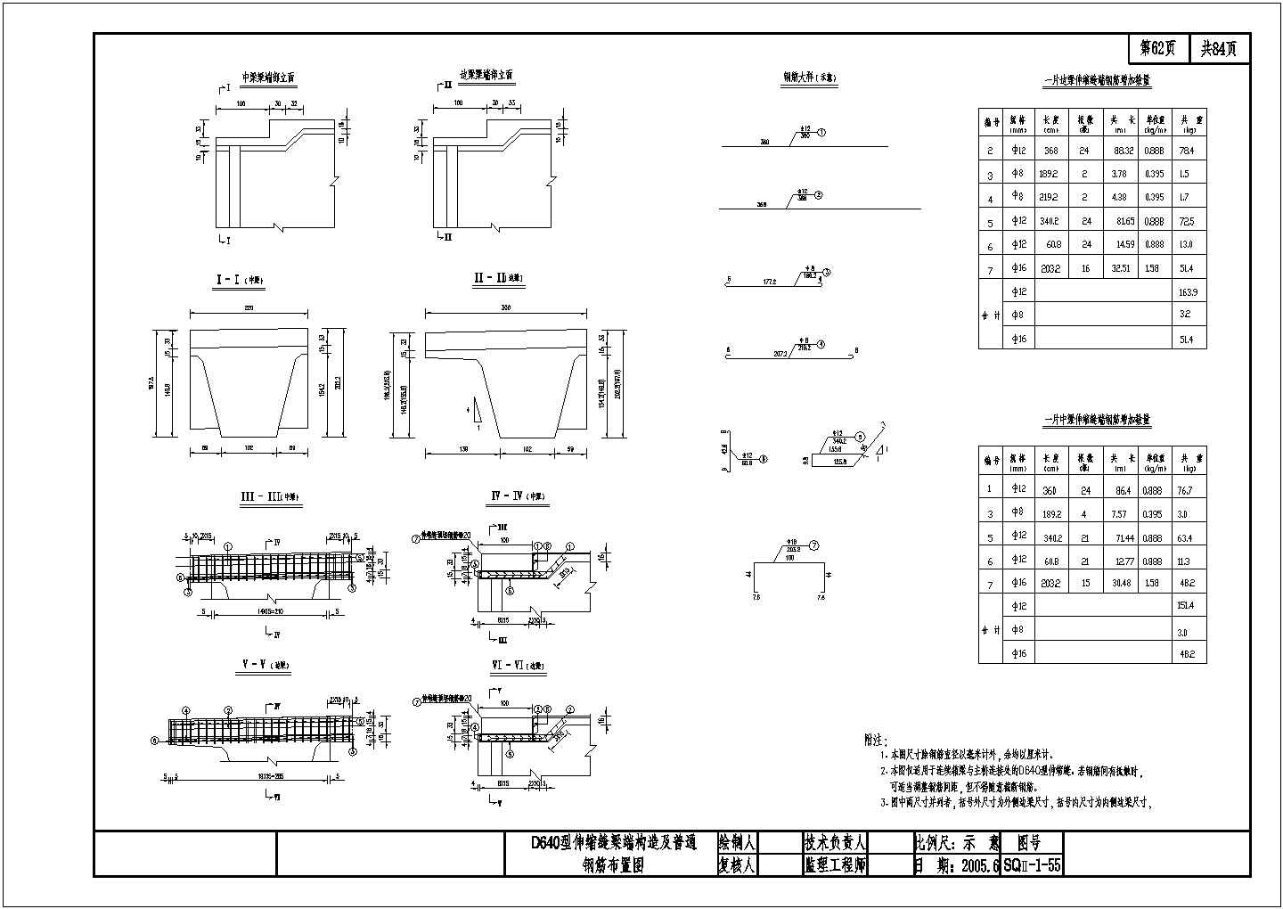 D640型伸缩缝梁端构造及普通钢筋布置节点详图设计