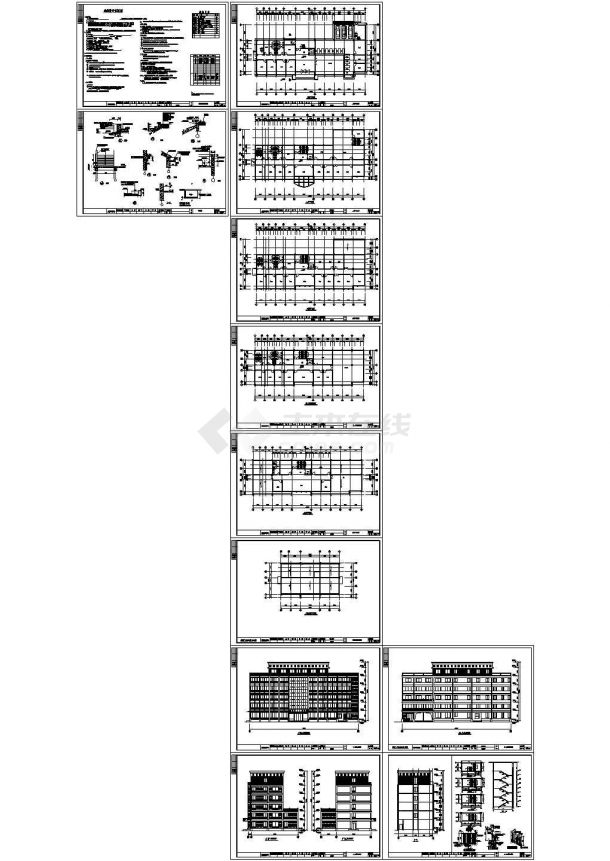 某六层办公楼建筑施工图（CAD，9张图纸）-图一