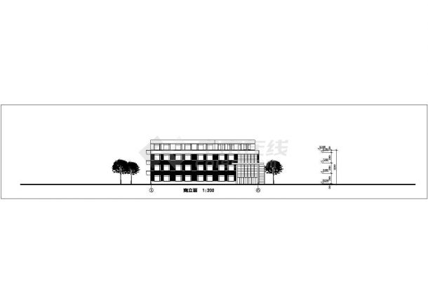襄樊市某中学5600平米四层框架结构教学楼平立剖面设计CAD图纸-图二