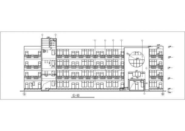 锦州市某中学8500万平米4层框架结构教学楼建筑设计CAD图纸-图二