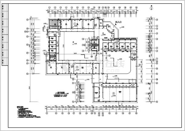 广州某中学4层框架结构教学楼设计CAD图纸-图二