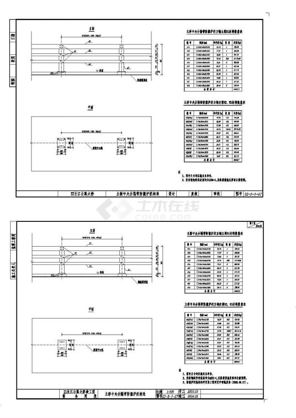 公路跨长江特大组合体系桥梁主桥中央分隔带防撞护拦构造节点详图设计节点详图设计-图一