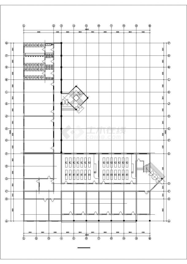郑州市某高校3200平米3层框架结构实验楼平立面设计CAD图-图二